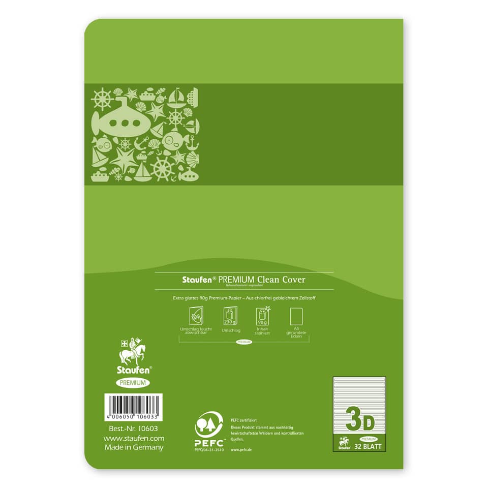 Heft, A5, 90g/m², 32 Blatt, Lin.3, Doppellinien STAUFEN PREMIUM 734010603