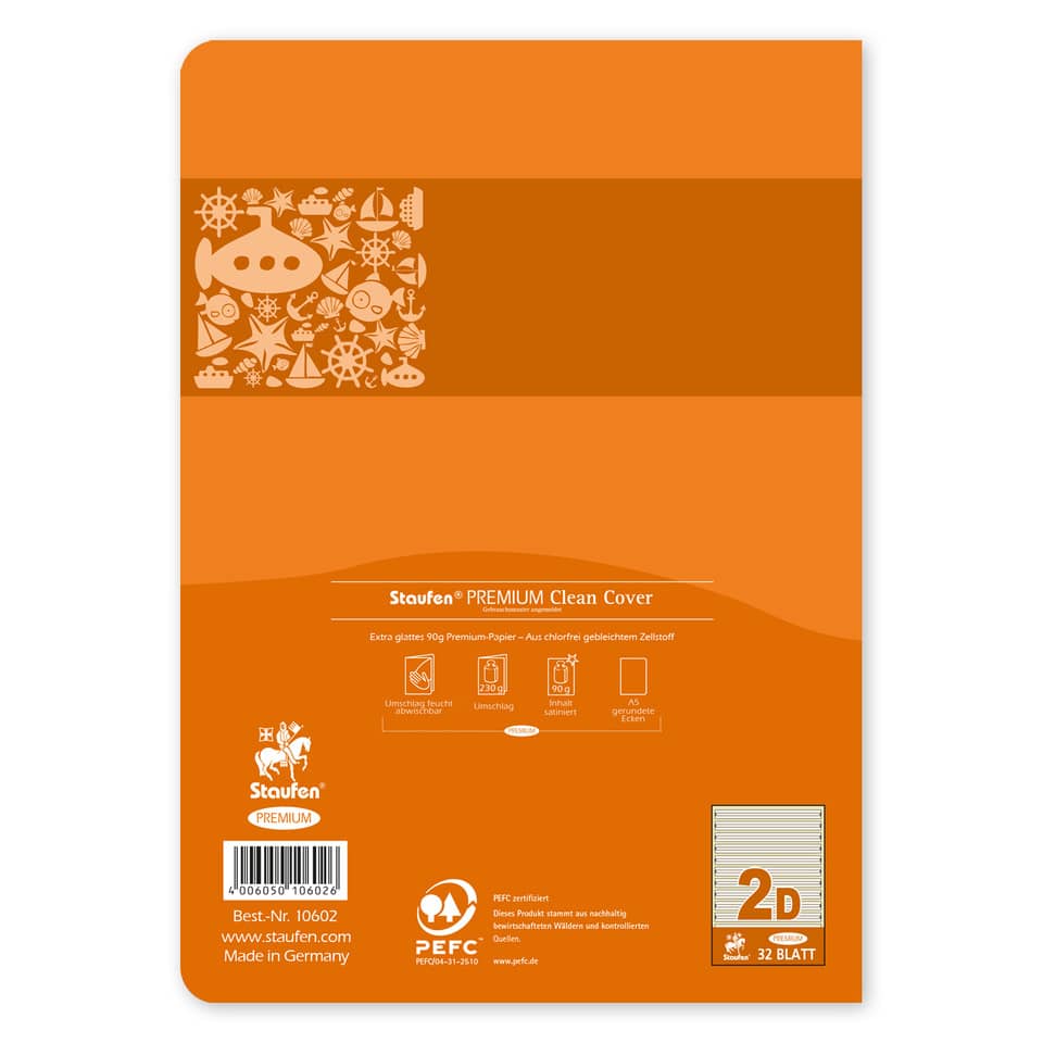 Heft, A5, 90g/m², 32 Blatt, Lin.2, liniert STAUFEN PREMIUM 734010602