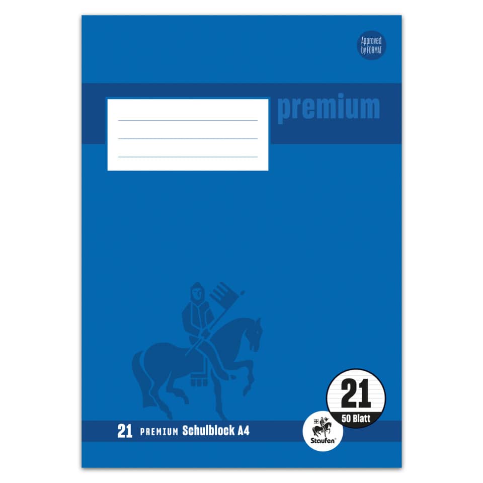 Schulblock, A4, 50 Blatt, Lin.21, liniert STAUFEN PREMIUM 734044221