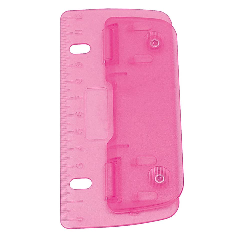 Taschenlocher, 2-Loch, 12 cm Skala, Kunststoff, ice pink WEDO 67809