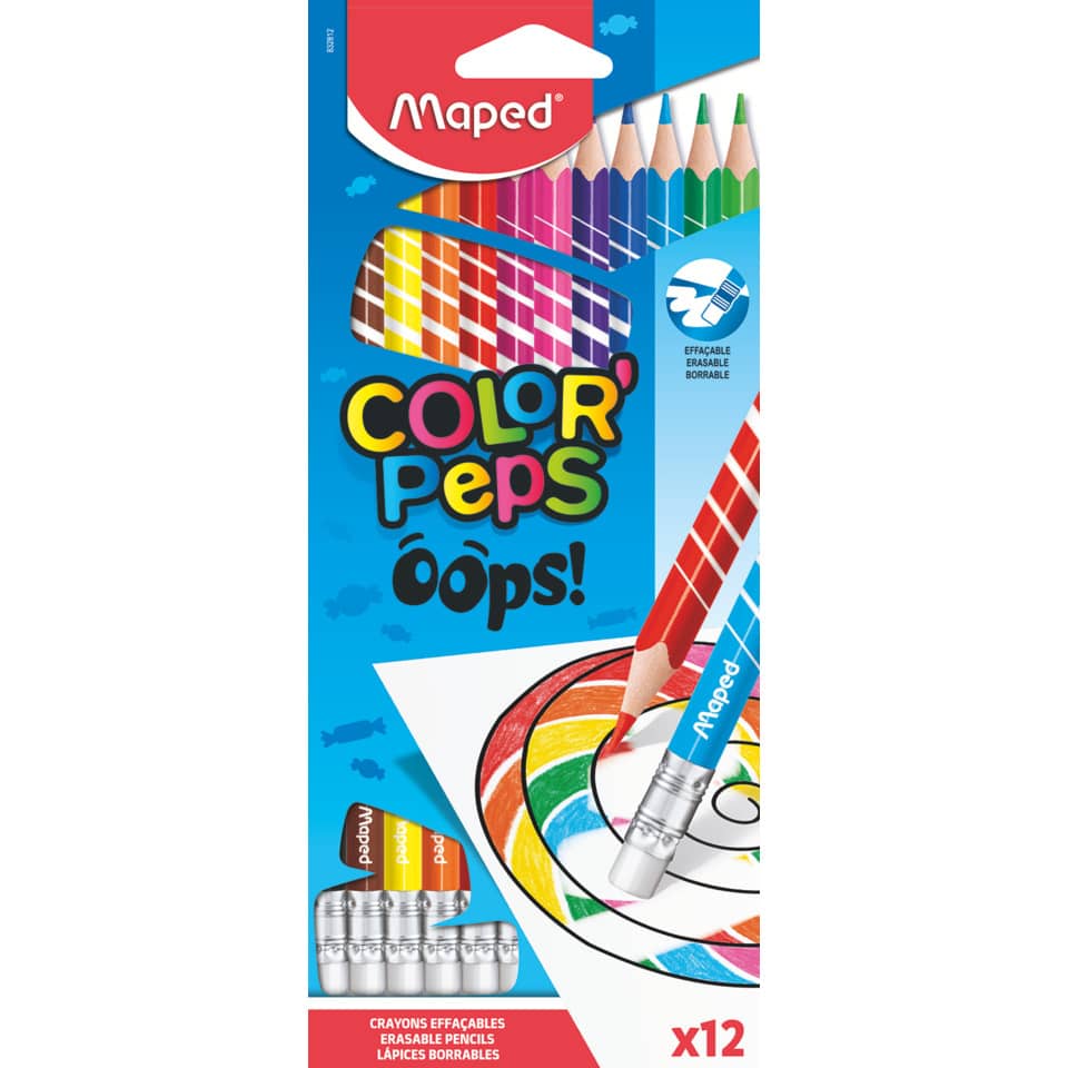 Farbstiftetui Color'Peps Oops radierbar, 12 Stück, sortiert MAPED M832812 MAPED 832812 Color Peps OOPS