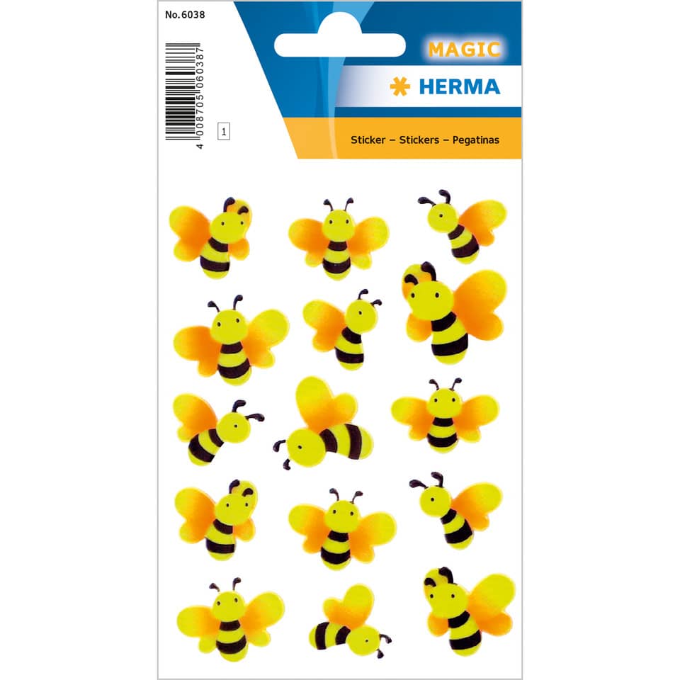 Sticker Bienen, Neon, 15 Stück HERMA 6038