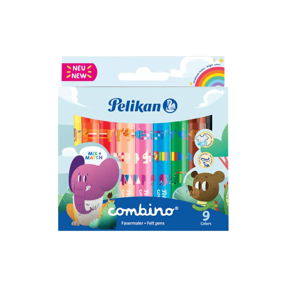 Fasermaler combino super 411, mit Tiermotiven, 9 Farben, 1 mm, sortiert PELIKAN 400191299 PELIKAN 400191299 814553 411/9