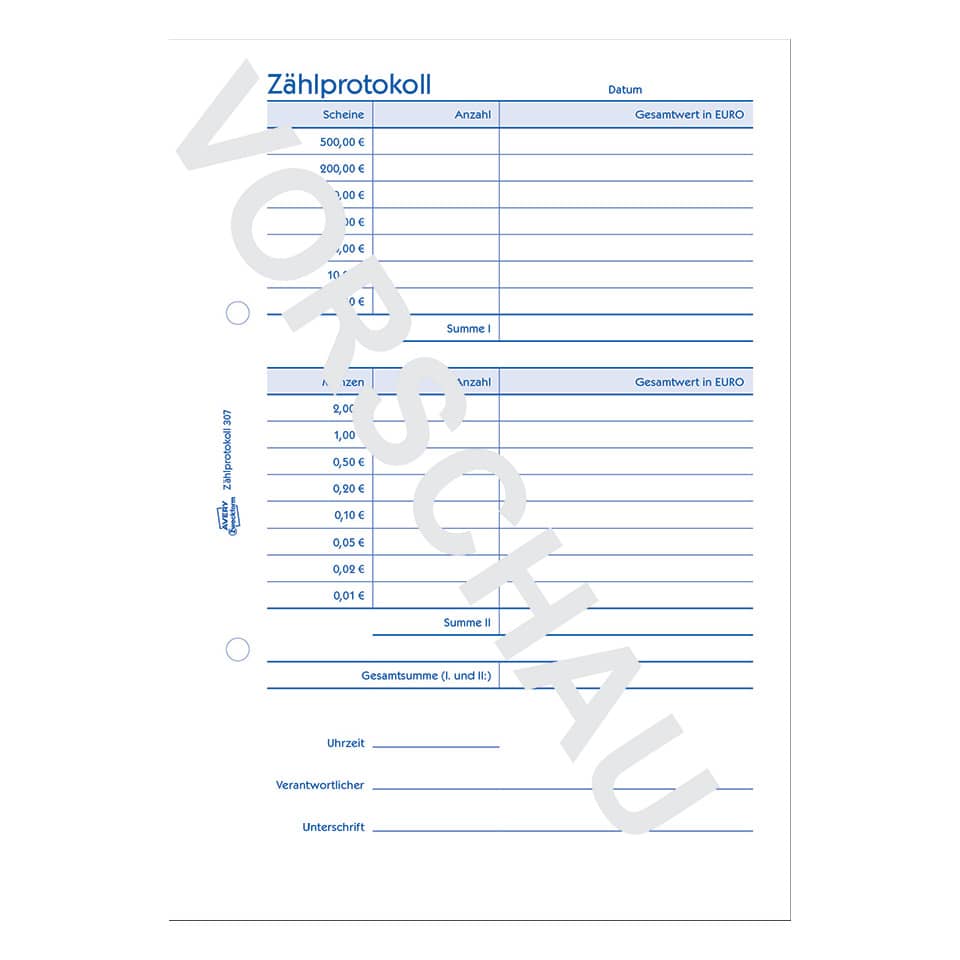 Zählprotokoll, A5, 50 Blatt AVERY ZWECKFORM 307