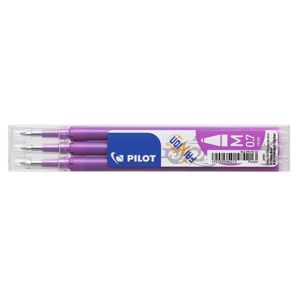 Tintenrollermine FriXion Ball/Clicker, 0,4mm, 3 Stück, purple PILOT BLS-FR7-PU-S3 PILOT BLS-FR7-PU-S3 2261028F