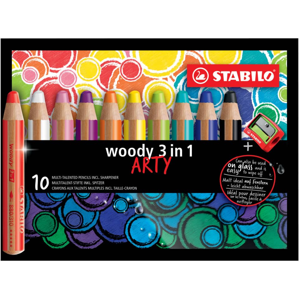 Multitalent-Stift woody 3 in 1, 10er Kartonetui "ARTY" STABILO 880/10-1-20
