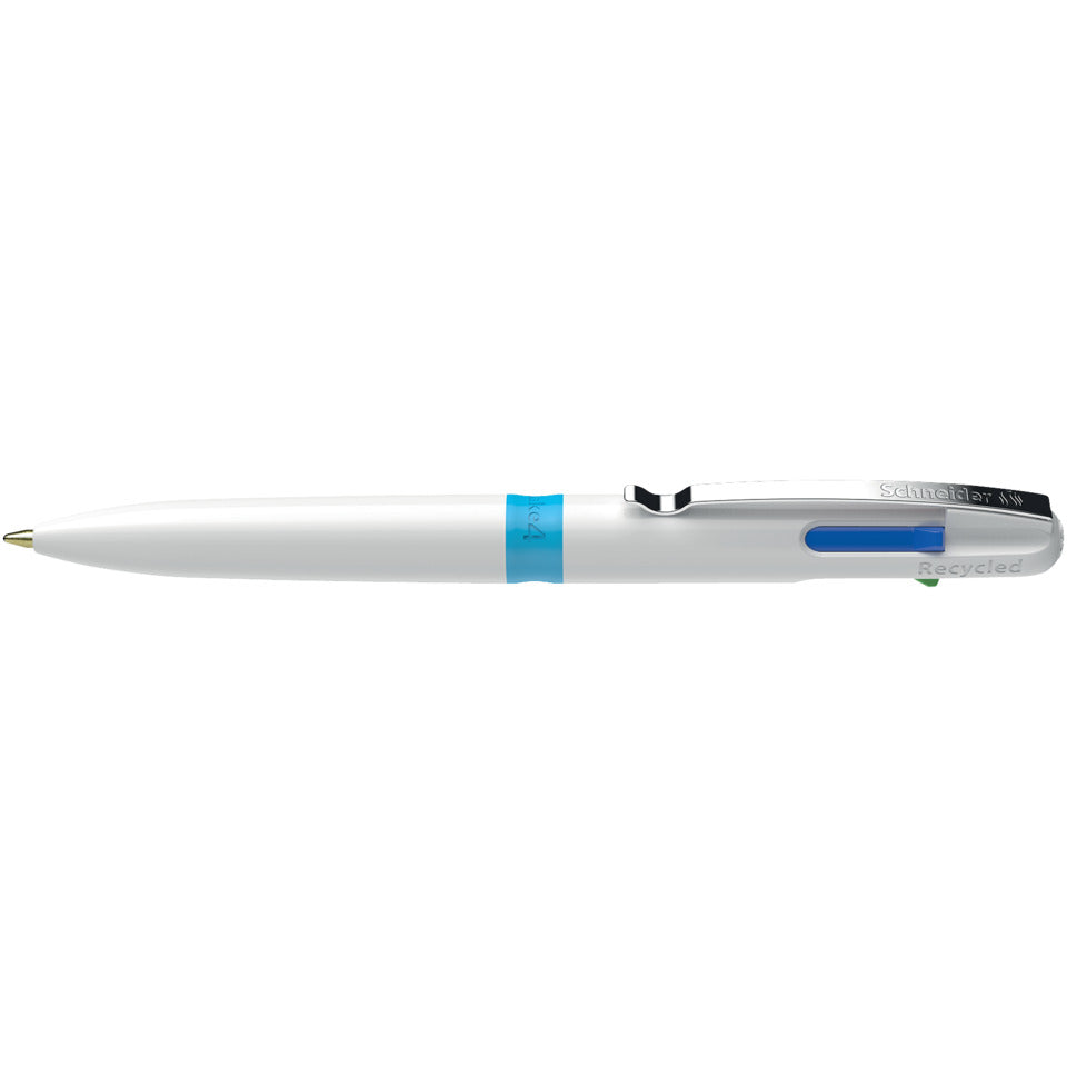 Vierfarb-Kugelschreiber Take 4, Druckmechanik, M, weiß SCHNEIDER 138049