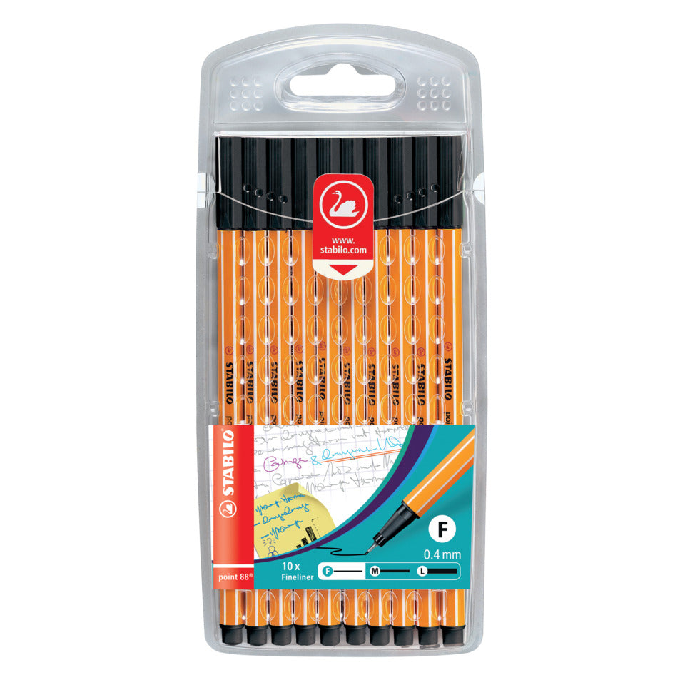 Fineliner point 88® Etui, 0,4 mm, schwarz, Etui mit 10 Stiften STABILO GB/8810-46