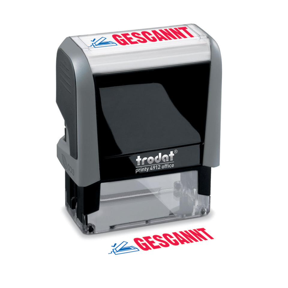 Stempel Printy, Motiv/Text: Gescannt, Abdruck: blau/rot TRODAT 128725 TRODAT 128725 GESCANNT Fixtext