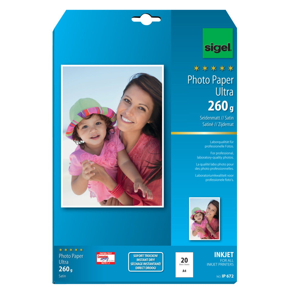 Inkjet Fotopapier Ultra, A4, 260g/m², 20 Blatt, matt SIGEL IP672 SIGEL IP672 matt 20BL 260g