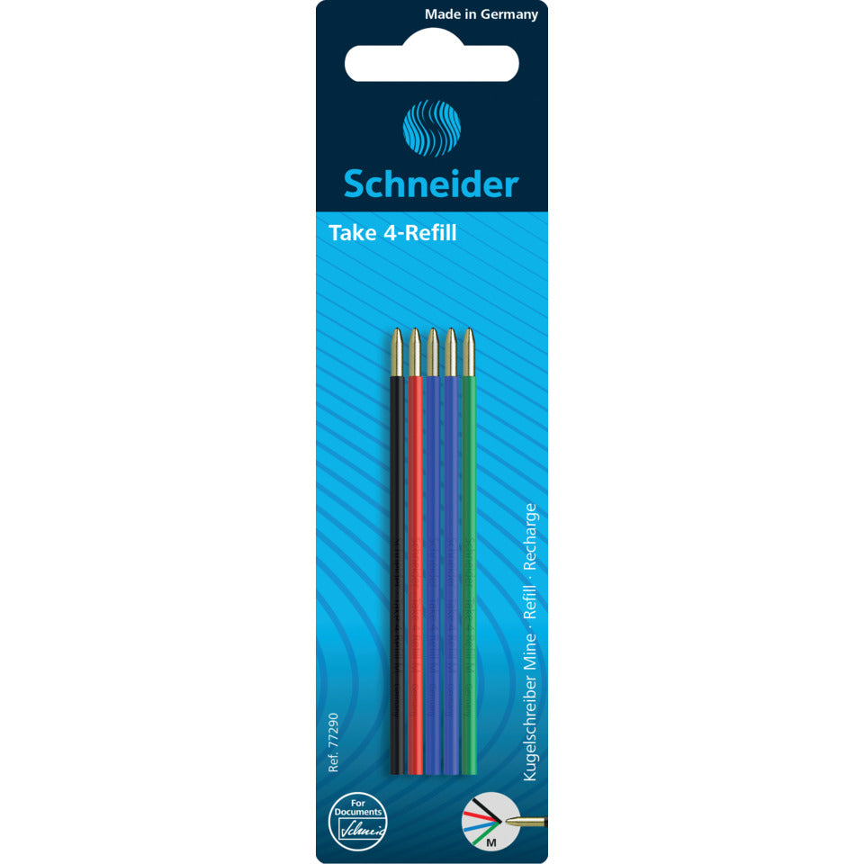 Kugelschreibermine Take 4 Refill, Nachfüllmine, dokumentenecht, M, sortiert SCHNEIDER 77290