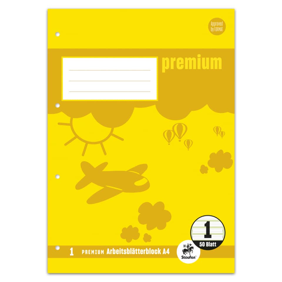 Arbeitsblock 1.Schuljahr, A4, 90g/m², 50 Blatt, Lin.1, liniert STAUFEN PREMIUM 734044201 STAUFEN PREMIUM 734044201 1.Schuljahr