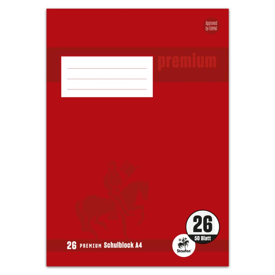 Schulblock, A4, 50 Blatt, Lin.26, kariert STAUFEN PREMIUM 734044226 STAUFEN PREMIUM 734044226 m. Rand