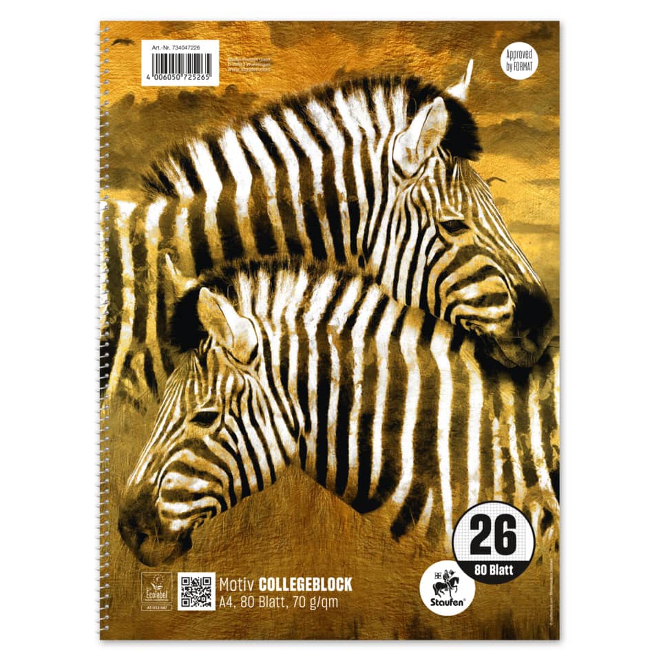 Collegeblock mit Motiv, A4, 80 Blatt, Lin.26, kariert STAUFEN STYLE 734047226 STAUFEN STYLE 734047226 70g