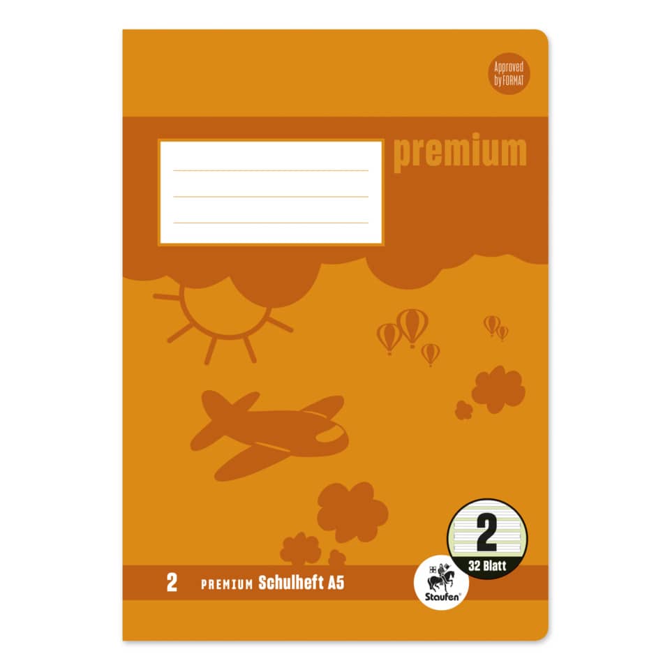 Heft, A5, 90g/m², 32 Blatt, Lin.2, liniert STAUFEN PREMIUM 734010602