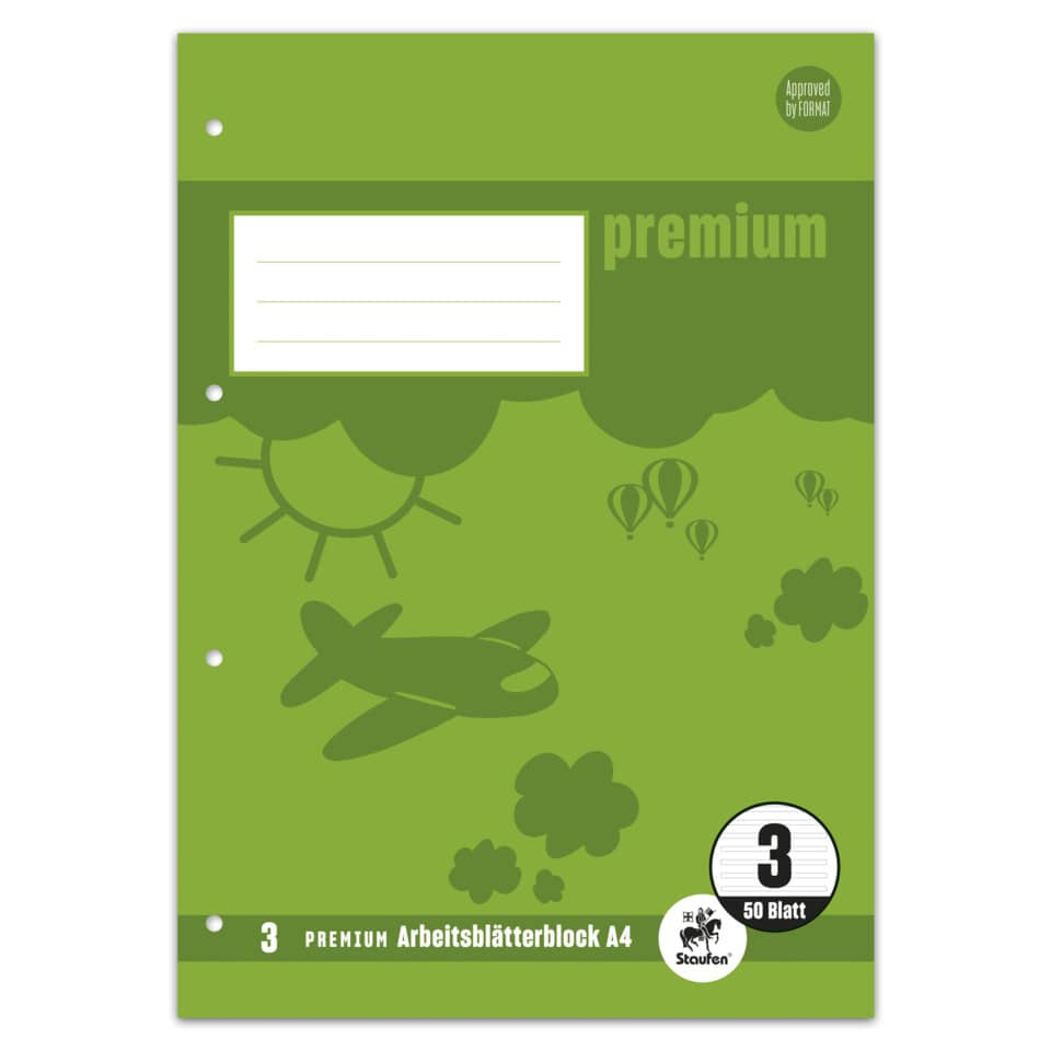 Arbeitsblock 3.Schuljahr, A4, 90g/m², 50 Blatt, Lin.3 STAUFEN PREMIUM 734044203 STAUFEN PREMIUM 734044203 3.Schuljahr