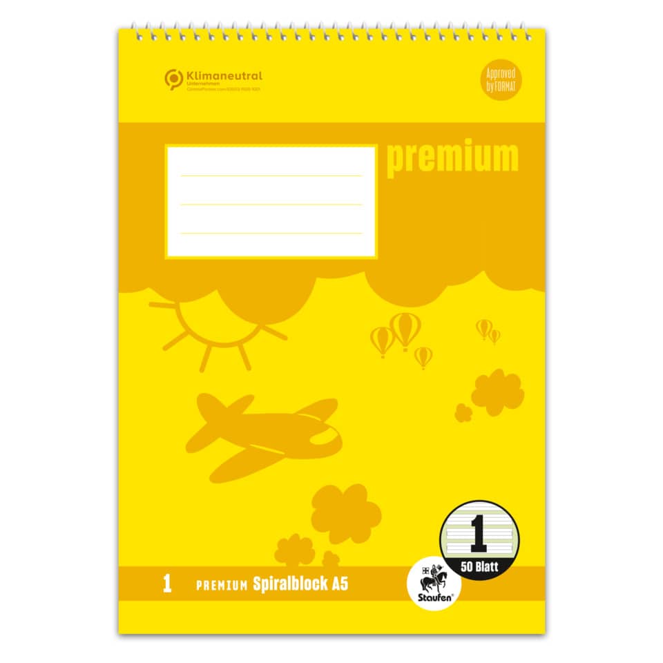 Spiralblock 1.Schuljahr, A5, 40 Blatt, Lin.1, liniert STAUFEN PREMIUM 734042101 STAUFEN PREMIUM 734042101 1.Schuljahr