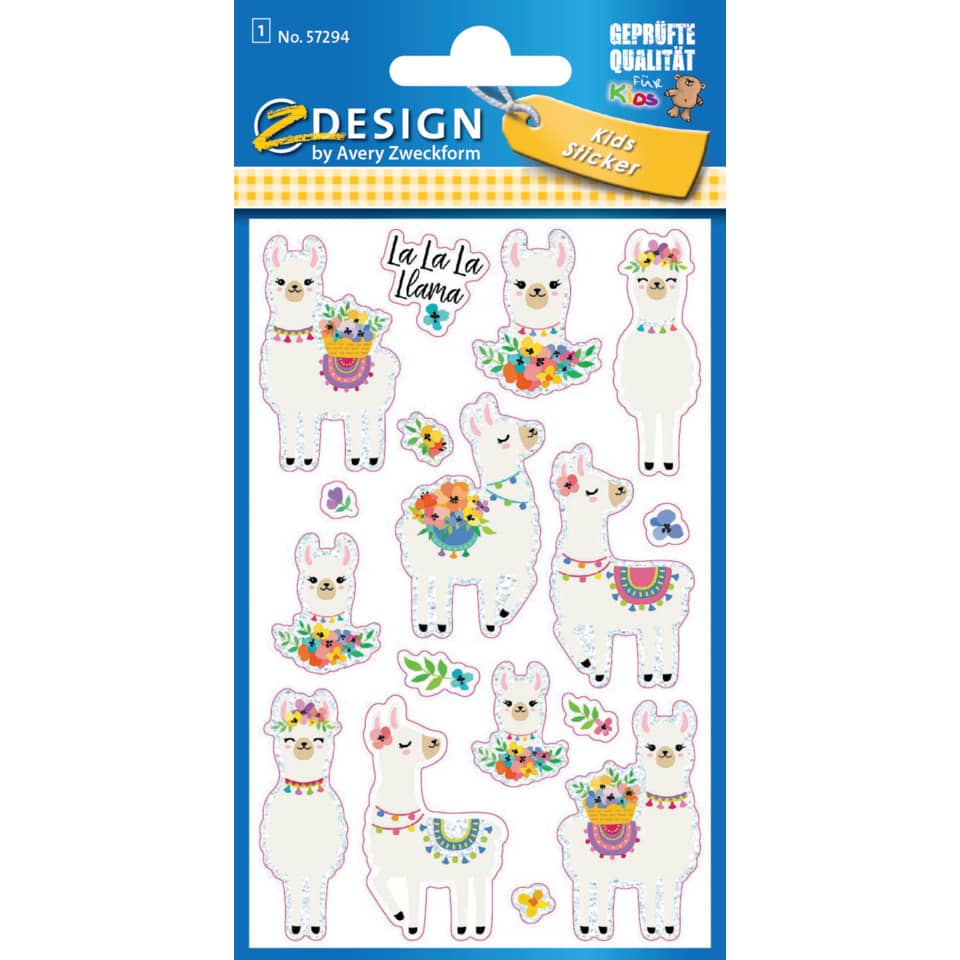 Sticker Glitter Alpaka, 16 Stück AVERY ZWECKFORM 57294