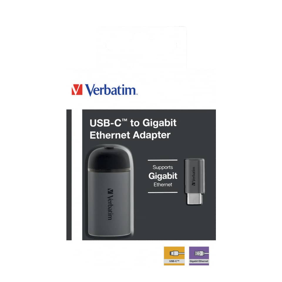Adapter USB-C Ethernet, schwarz/grau VERBATIM VER49146 VERBATIM 49146