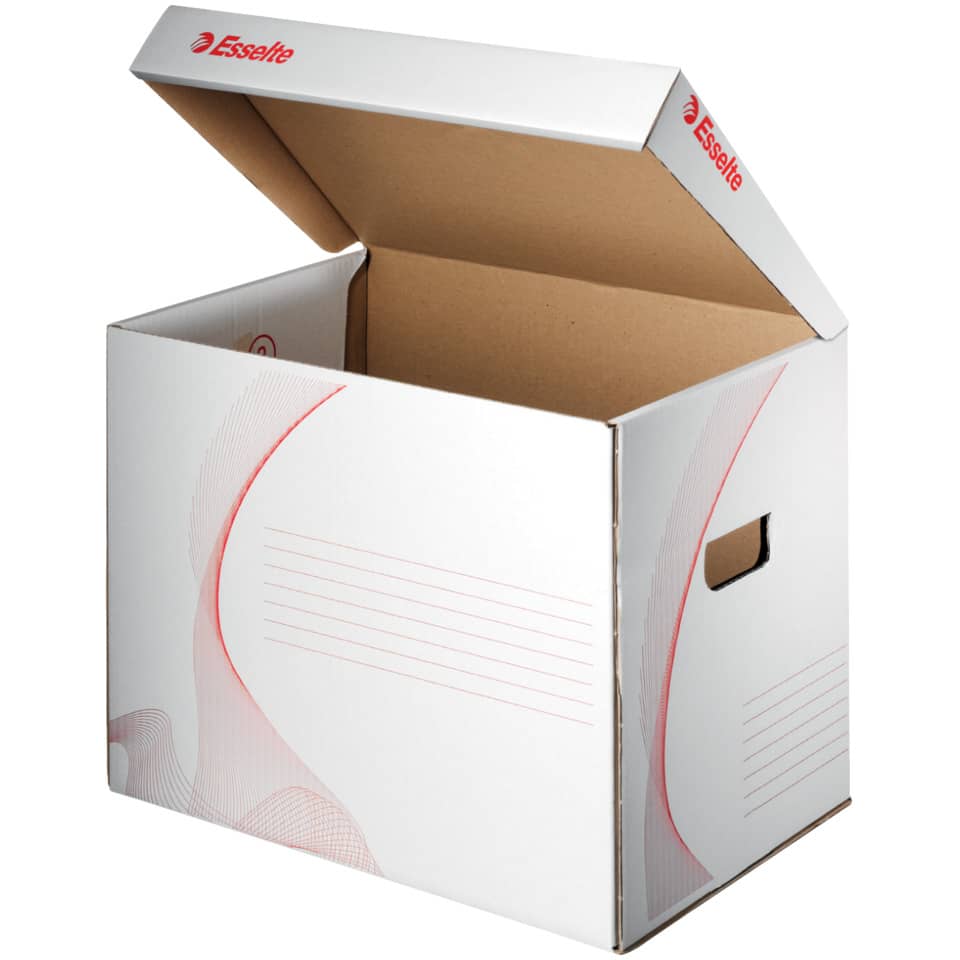 Archivcontainer mit Klappdeckel, A4, Wellpappe, weiß ESSELTE 128911 ESSELTE 128911 weiß