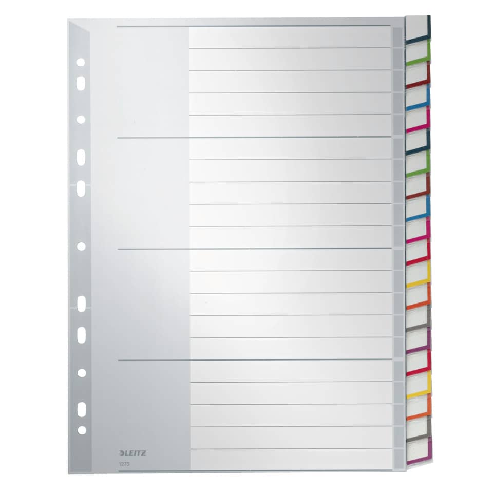 Plastikregister Blanko, A4, PP, 20 Blatt, grau LEITZ 1278-00-00 LEITZ 1278-00-00 Taben mit Farbrand
