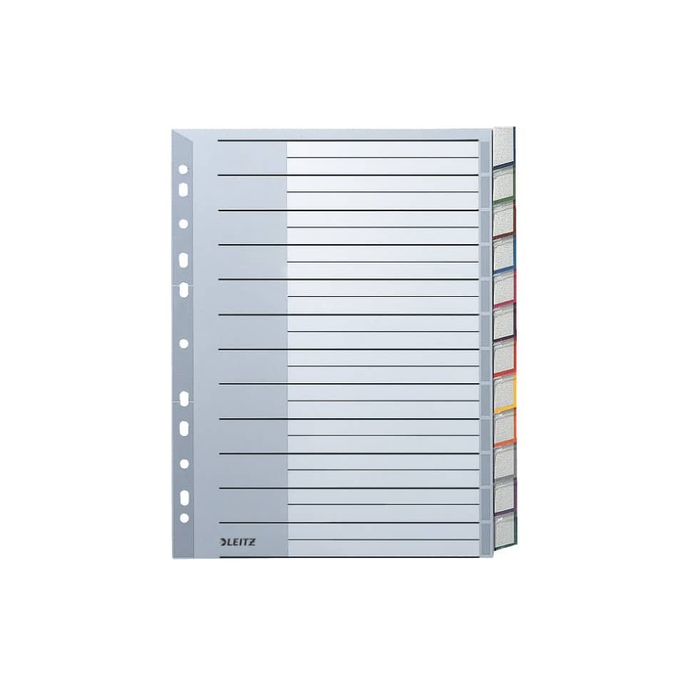 Plastikregister Blanko, A4, PP, 12 Blatt, grau LEITZ 1274-00-00