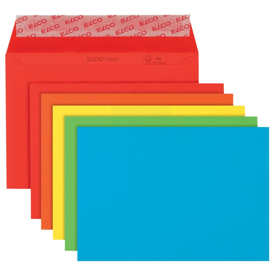 Briefumschlag Color ohne Fenster, C6, 100g/m², haftklebend, 20 Stück, sortiert ELCO 74634.00 ELCO 74634.00 100g HK Cello