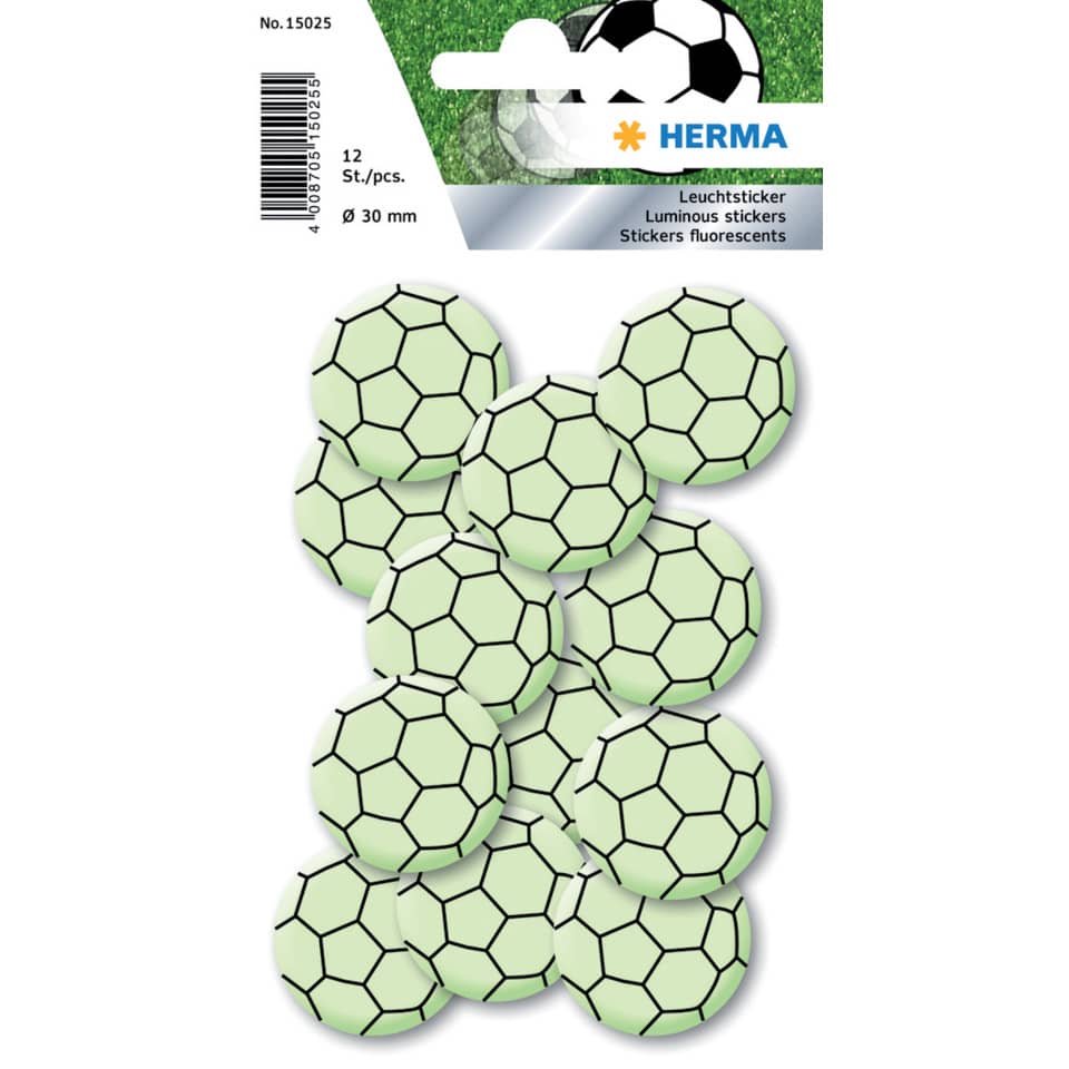 Leuchtsticker Fussball Mini, 12 Stück HERMA 15025 HERMA 15025  Mini 12 Stück