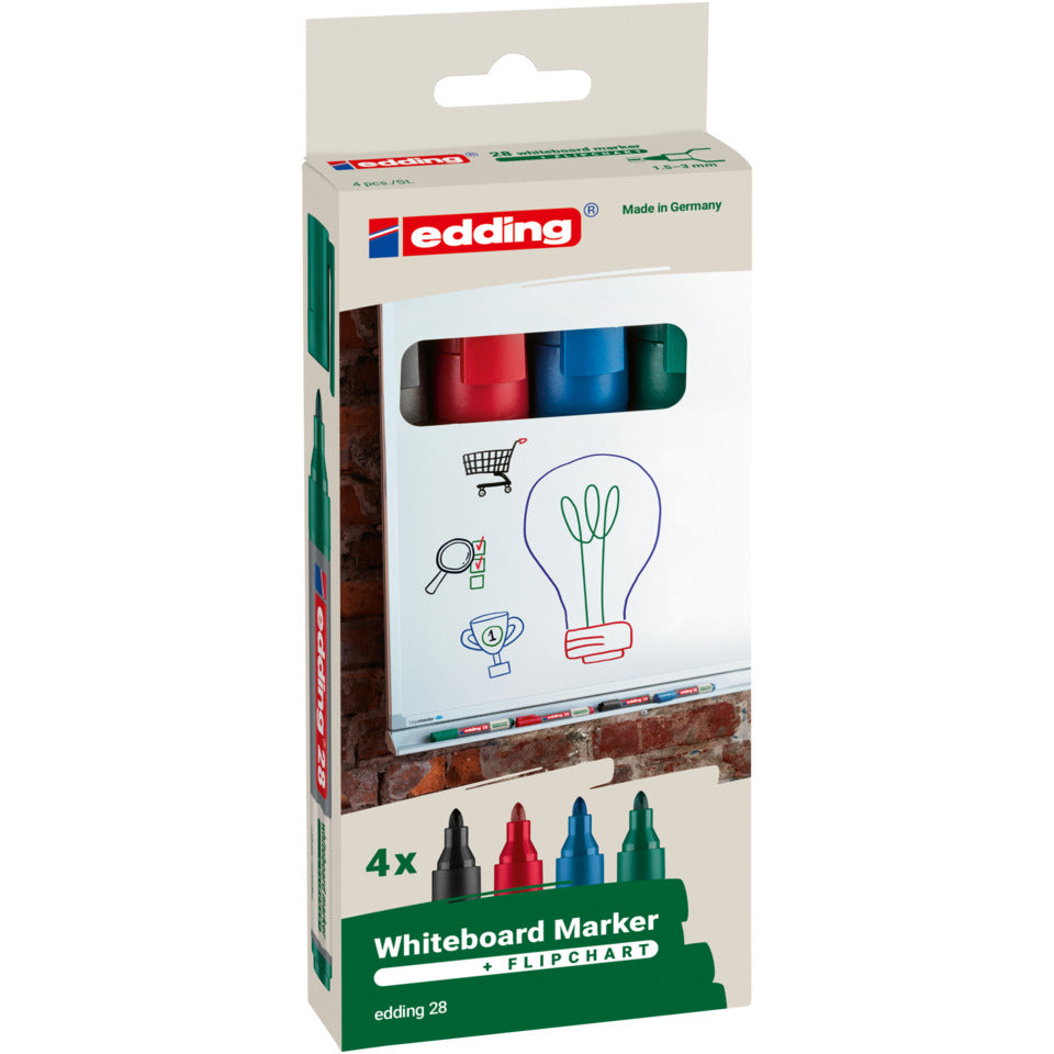Whiteboardmarker Ecoline, 1,5-3mm, Rundspitze, 4 Stück, sortiert EDDING 4-28-4 EDDING 28-4S  4St.