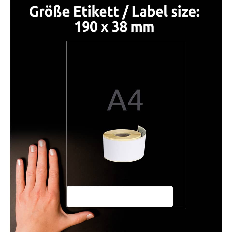Rollen-Etiketten permanent, 38x190mm, 110 Stück, weiß AVERY ZWECKFORM AS0722470 AVERY ZWECKFORM AS0722470 perman.