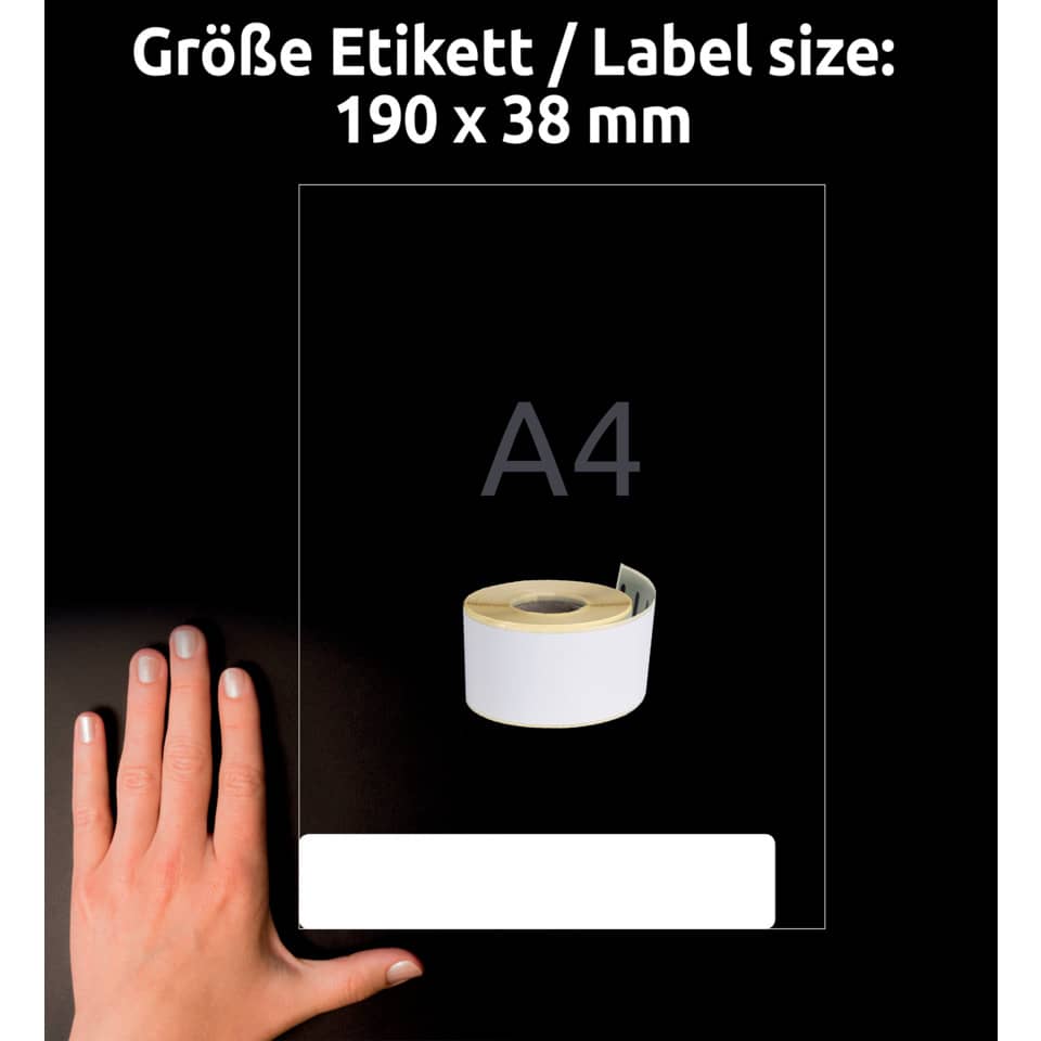 Rollen-Etiketten permanent, 38x190mm, 110 Stück, weiß AVERY ZWECKFORM AS0722470 AVERY ZWECKFORM AS0722470 perman.
