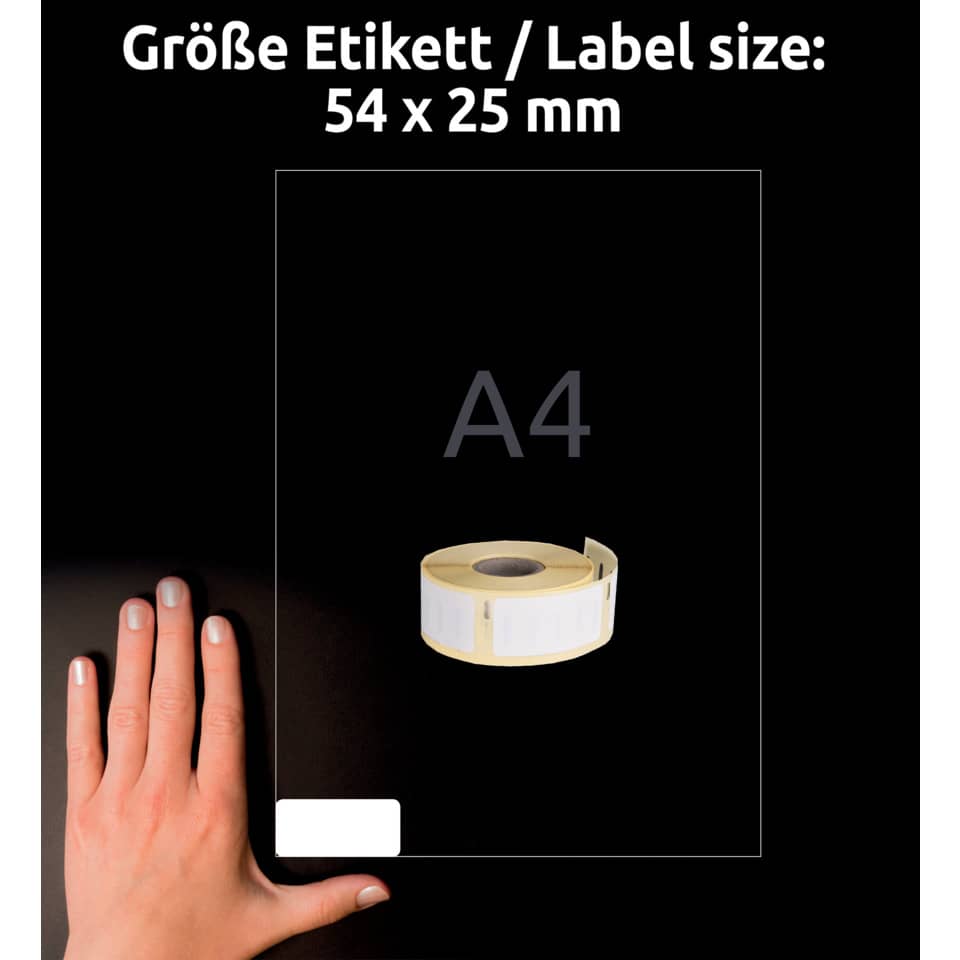 Rollen-Etiketten, 25x54mm, 500 Stück, weiß AVERY ZWECKFORM AS0722520 ZWECKFORM AS0722520 500ST perman.