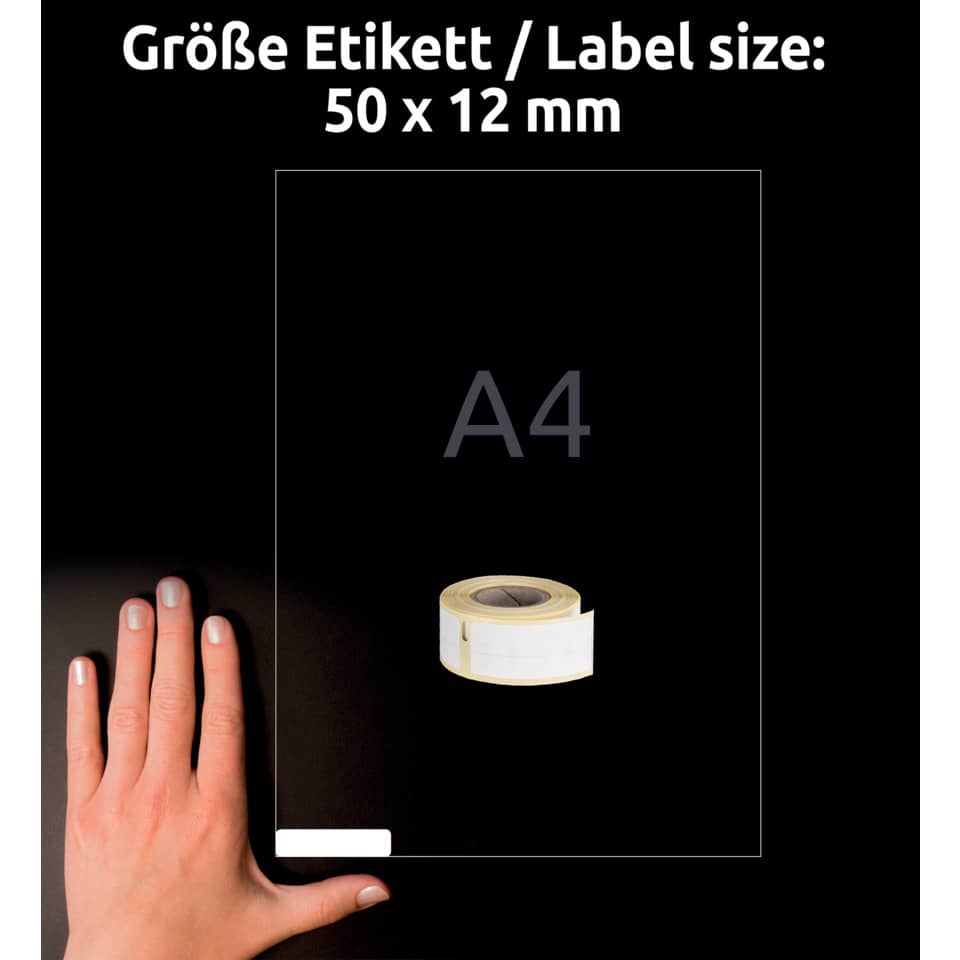 Rollen-Etiketten permanent, 12x50mm, 220 Stück, weiß AVERY ZWECKFORM AS0722460 ZWECKFORM AS0722460 permanent
