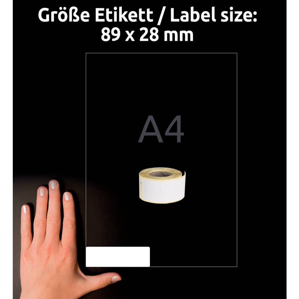 Rollen-Etiketten, 28x89mm, 260 Stück, weiß AVERY ZWECKFORM AS0722370 ZWECKFORM AS0722370 perman.