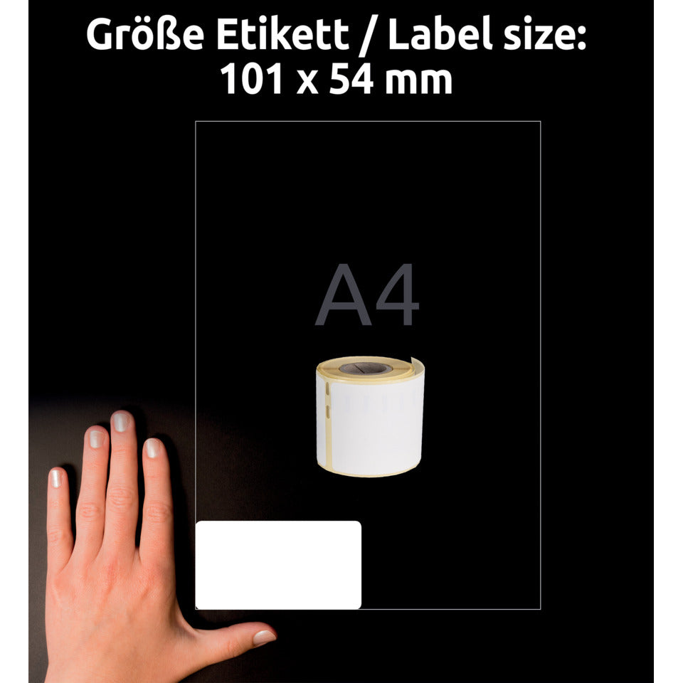 Rollen-Etiketten permanent, 54x70mm, 220 Stück, weiß AVERY ZWECKFORM AS0722430 AVERY ZWECKFORM AS0722430 permanent
