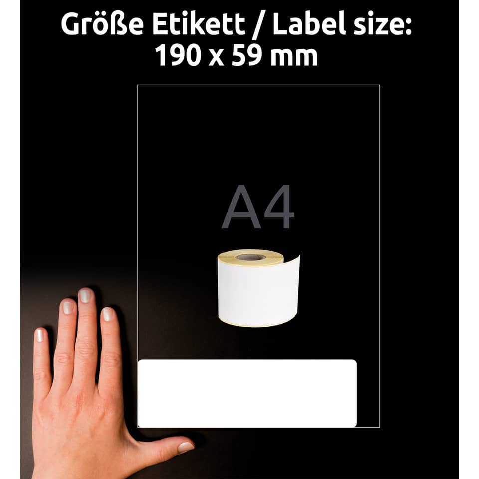 Rollen-Etiketten permanent, 59x190mm, 110 Stück, weiß AVERY ZWECKFORM AS0722480 AVERY ZWECKFORM AS0722480 permanent