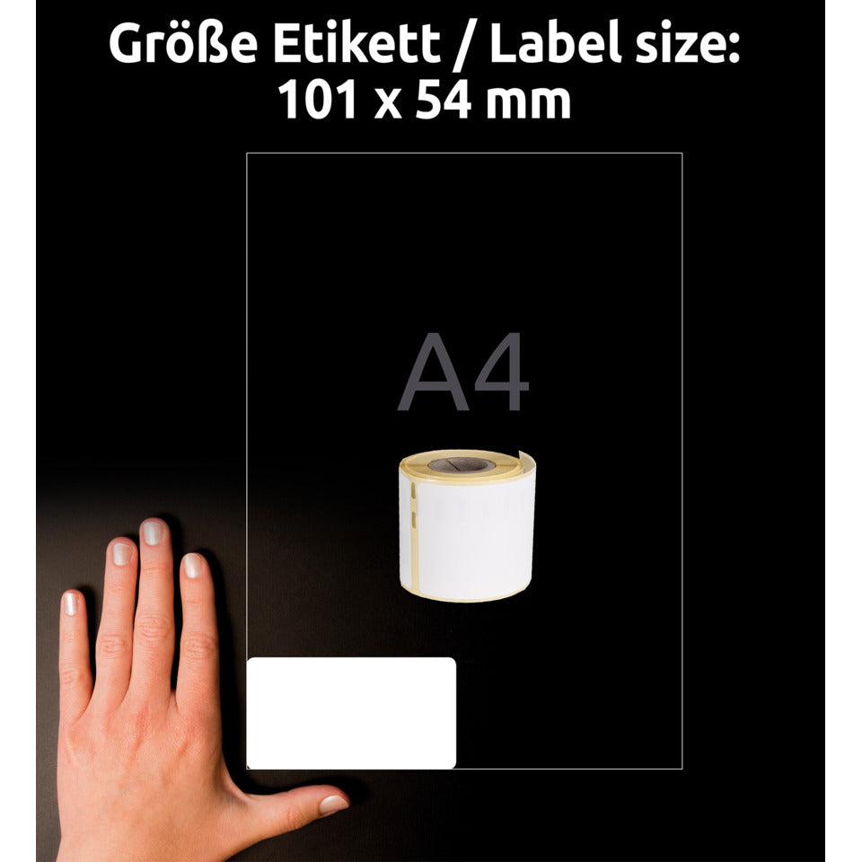 Rollen-Etiketten permanent, 54x70mm, 220 Stück, weiß AVERY ZWECKFORM AS0722430 AVERY ZWECKFORM AS0722430 permanent