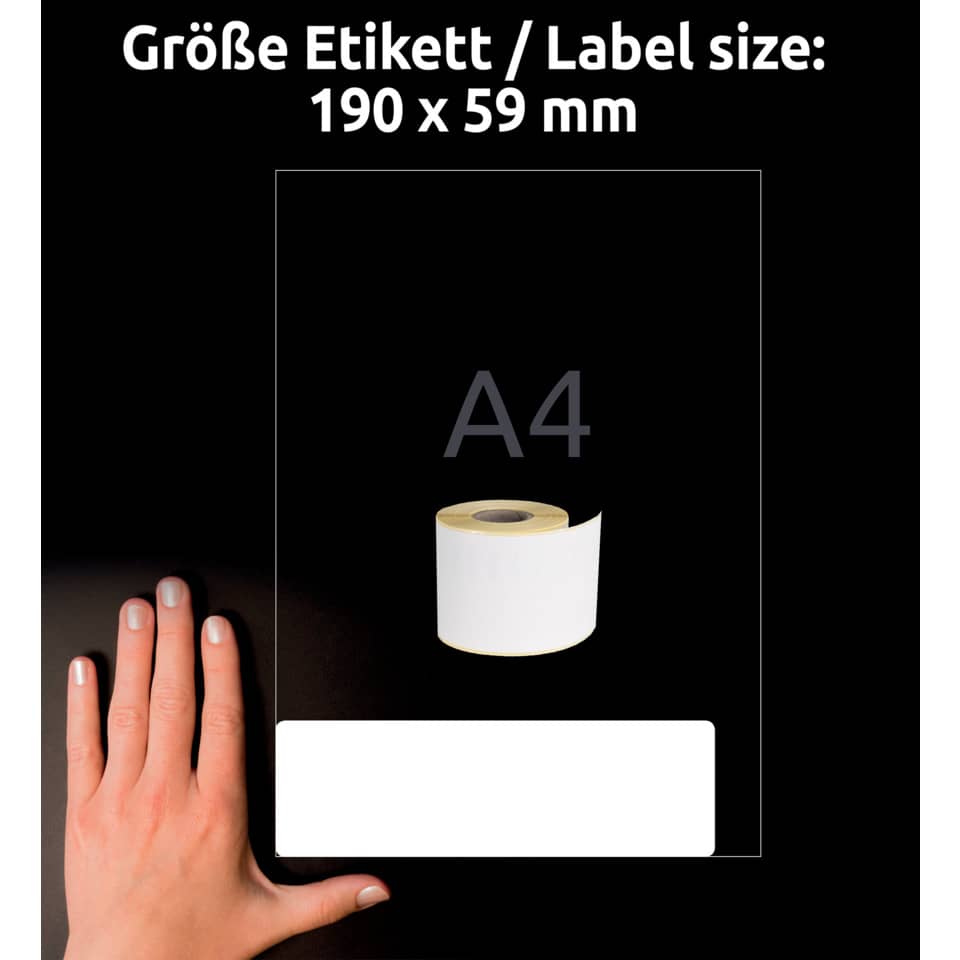 Rollen-Etiketten permanent, 59x190mm, 110 Stück, weiß AVERY ZWECKFORM AS0722480 AVERY ZWECKFORM AS0722480 permanent
