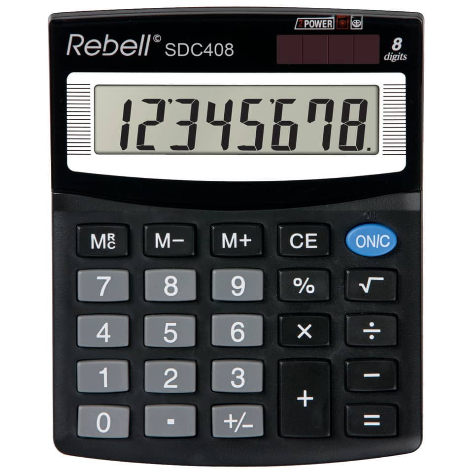 Tischrechner SDC 408, Solar/Batterie, 8-stellig, schwarz REBELL RE-SDC408 BX