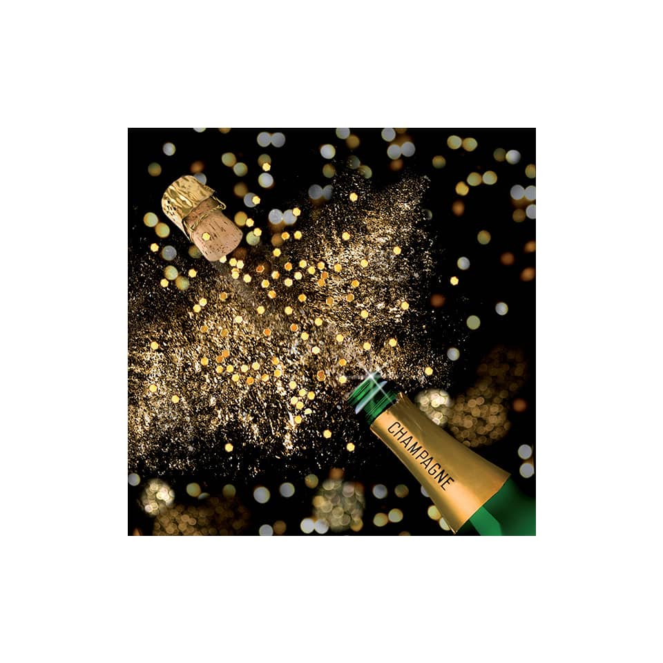 Neujahrs-Zelltuchserviette Champagnerfest, 33 x 33 cm, 3-lagig, 20 Stück ATELIER 1110-20511 ATELIER 1110-20511  3lag