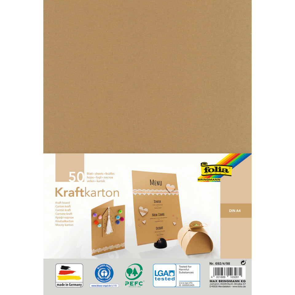 Kraftpapier, A4, 230g/m², 50 Blatt, natur FOLIA 692/4/98 FOLIA 692/4/98  230g
