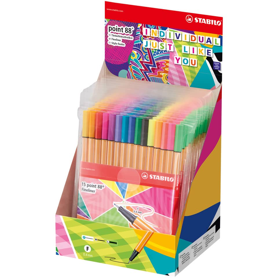 Fineliner point 88® Individual. Just like you Etui, mit 15 Stiften STABILO 8815-1 STABILO 8815-1  10+5 neon Farben