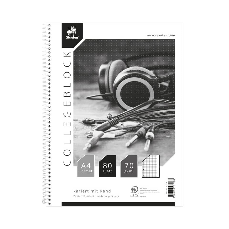 Collegeblock mit Motiv, A4, 80 Blatt, Lin.26, kariert STAUFEN STYLE 734047226 STAUFEN STYLE 734047226 70g
