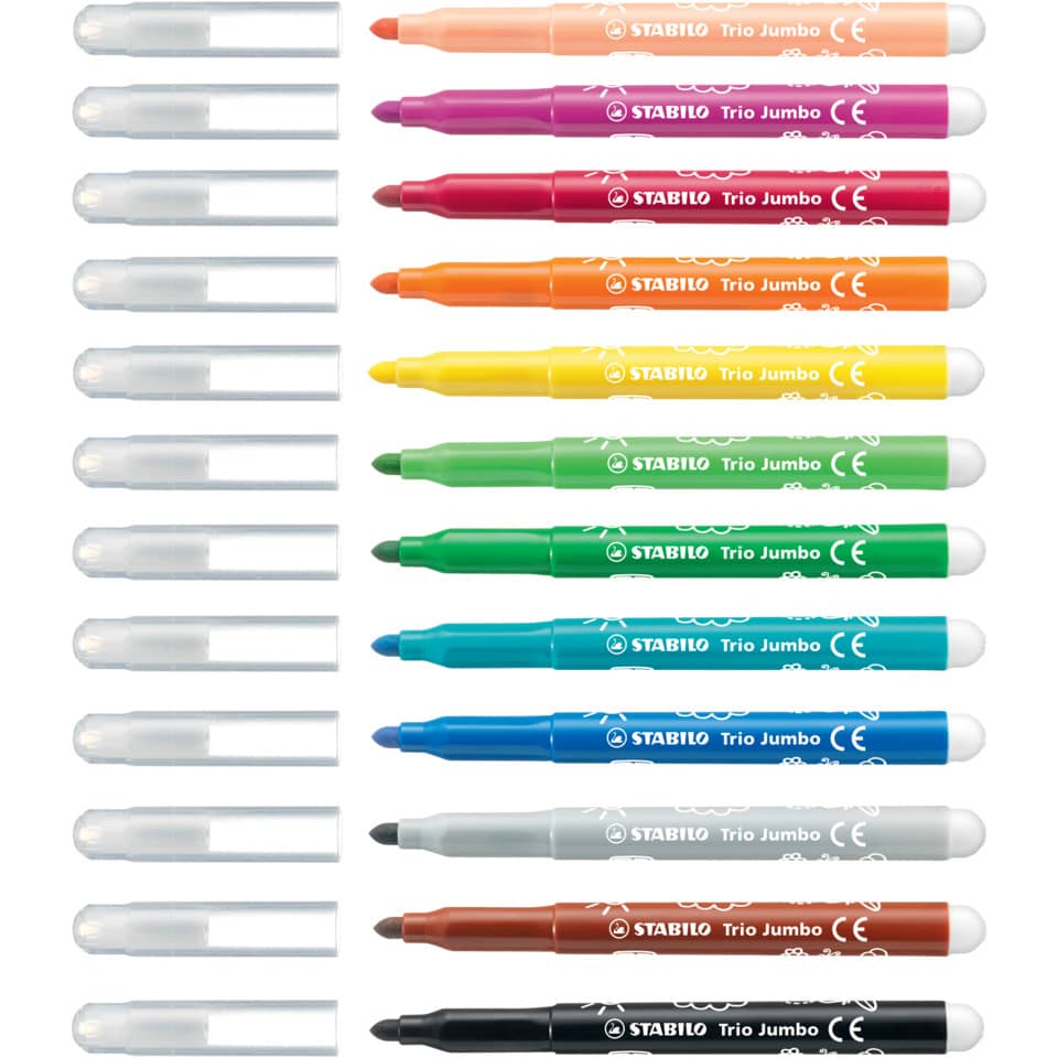 Faserschreiber Trio® Jumbo, 3,0 mm, sortiert, Kartonetui mit 12 Stiften STABILO 380/12 STABILO® 380/12