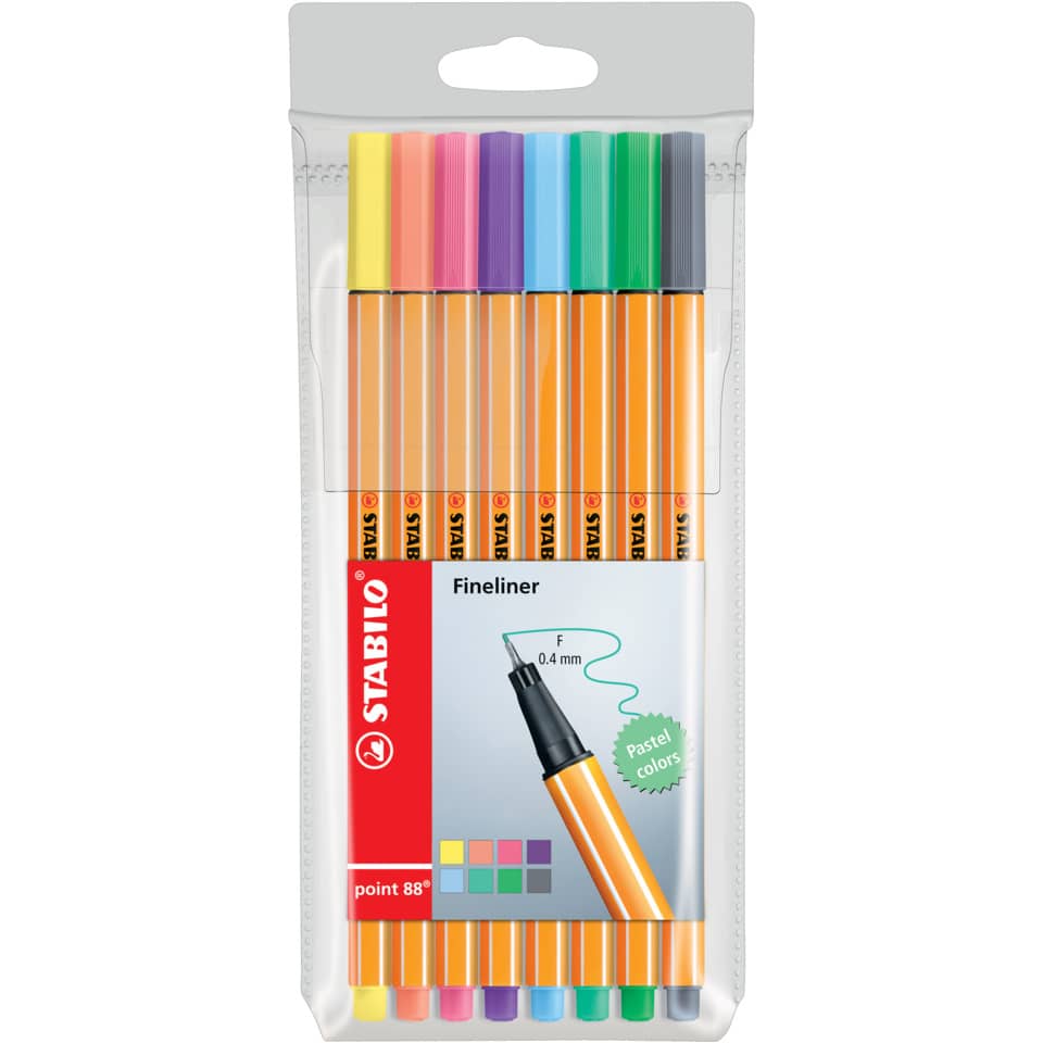 Fineliner point 88® Etui "Pastell", mit 8 Stiften STABILO 88/8-01 STABILO 88/8-01 pastell sortiert