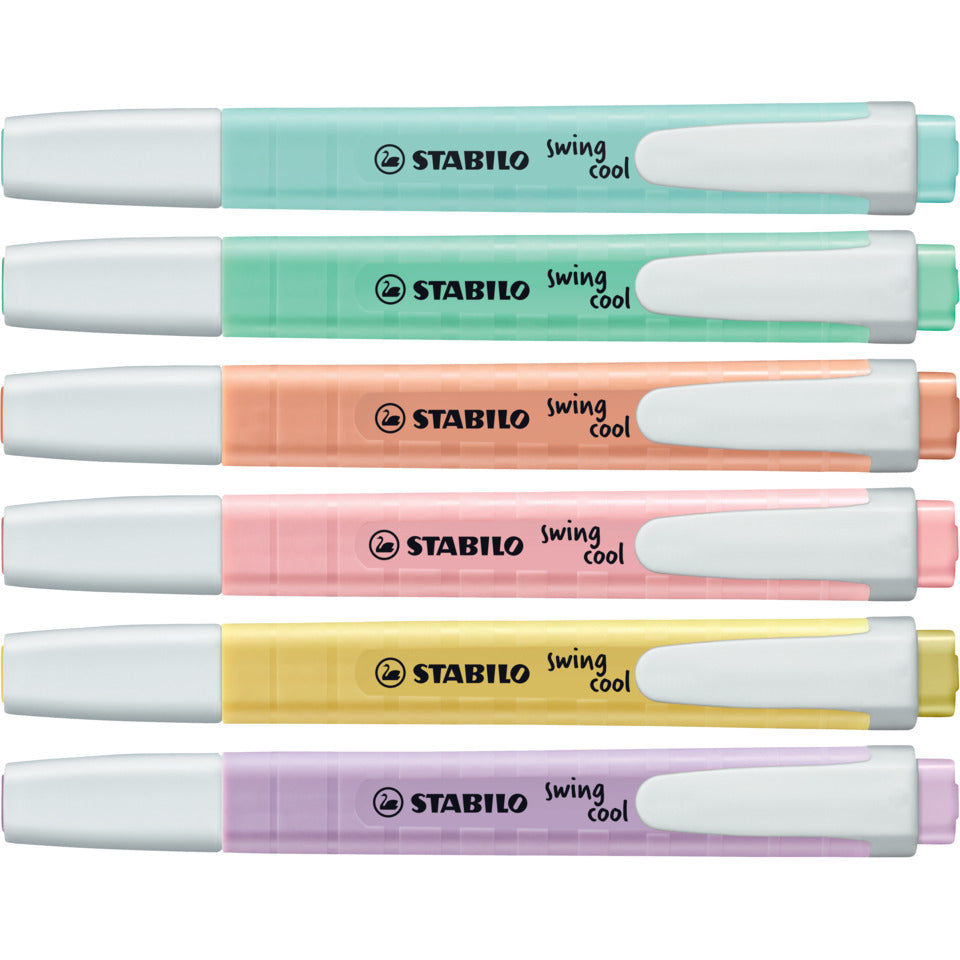 Textmarker swing® cool Pastel, 1-4mm, Etui mit 6 Stiften STABILO 275/6-08 STABILO 275/6-08 Swing Cool Pastel