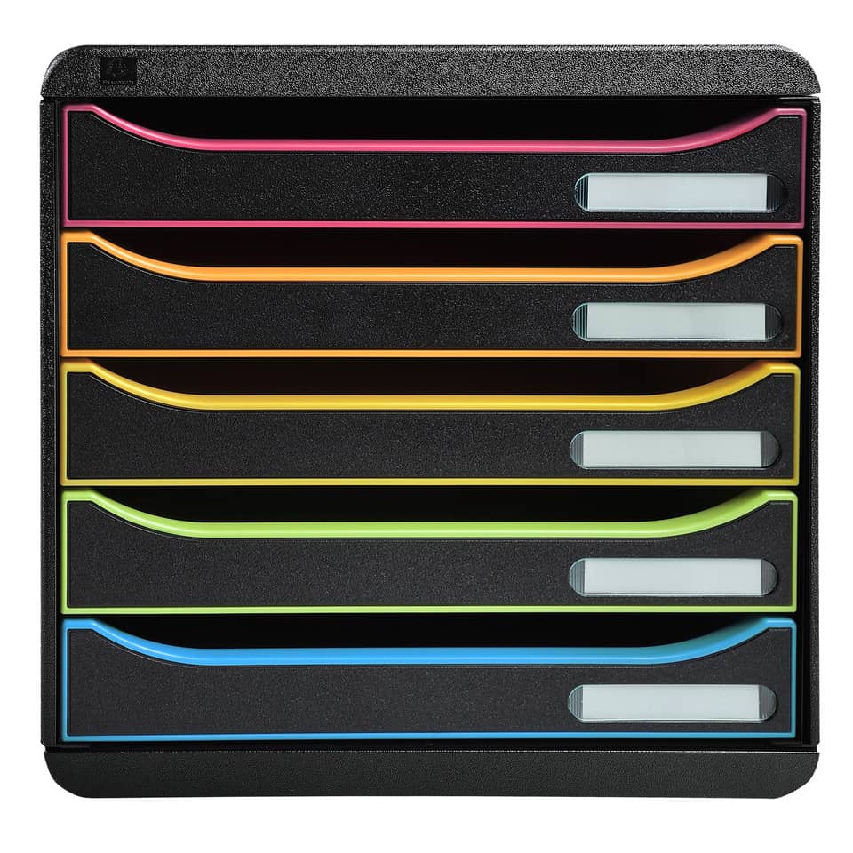 Schubladenbox BIG-BOX PLUS 5 offene Laden, schwarz/Harlekin EXACOMPTA 309914D EXACOMPTA 309914D 5 Laden