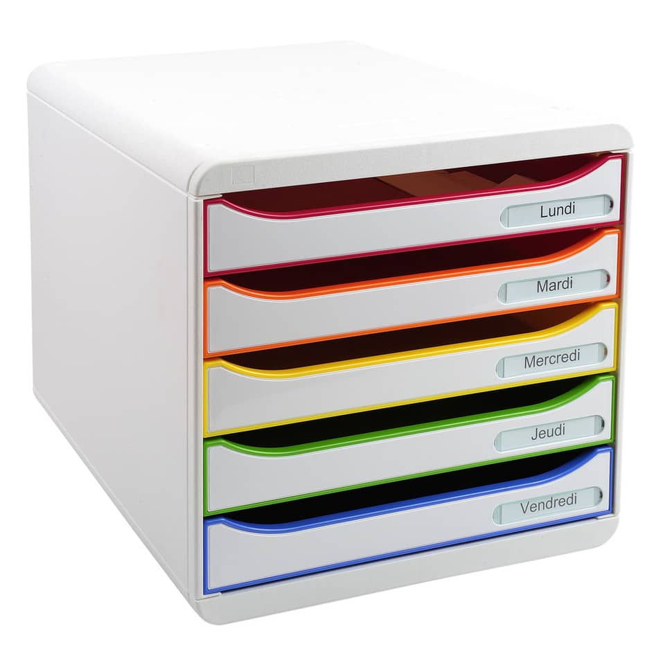 Schubladenbox BIG-BOX PLUS 5 offene Laden, weiß/Harlekin EXACOMPTA 309913D EXACOMPTA 309913D 5 Laden