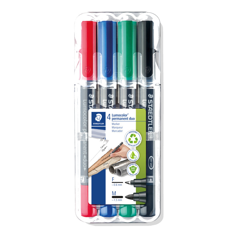 Overheadstift Lumocolor® duo, nachfüllbar, STAEDTLER Box mit 4 Farben STAEDTLER 348 WP4 LUMOCOLOR 348 WP4 perman