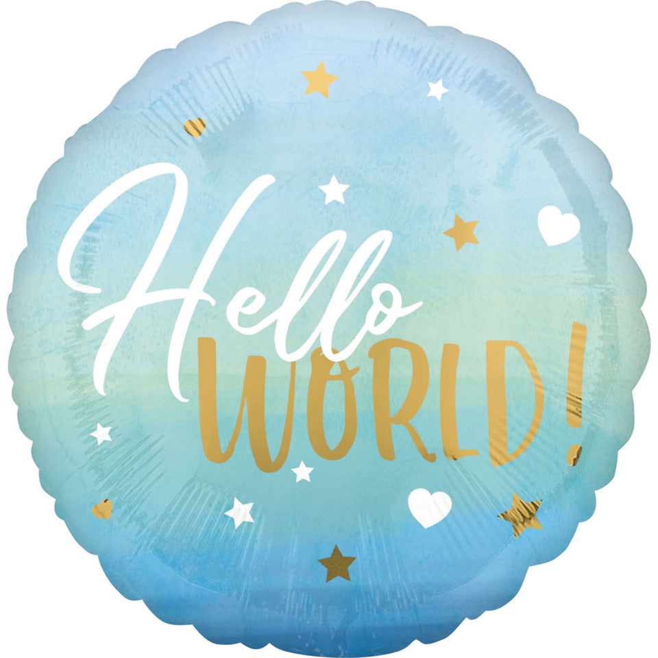 Folienballon Baby Boy Hello World, blau  3973001 3973001 Hello World
